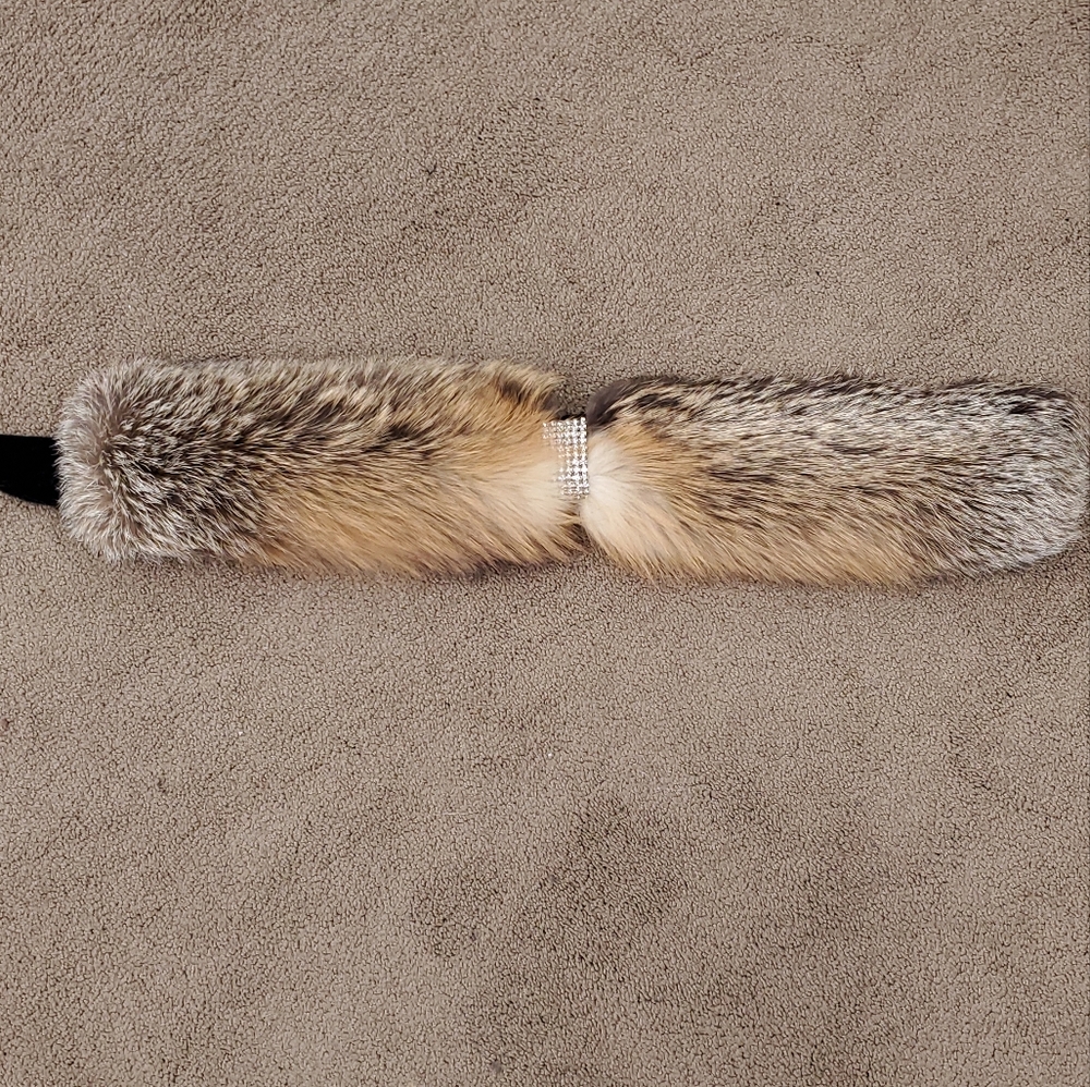 Gold Cross Fox Fur Headband